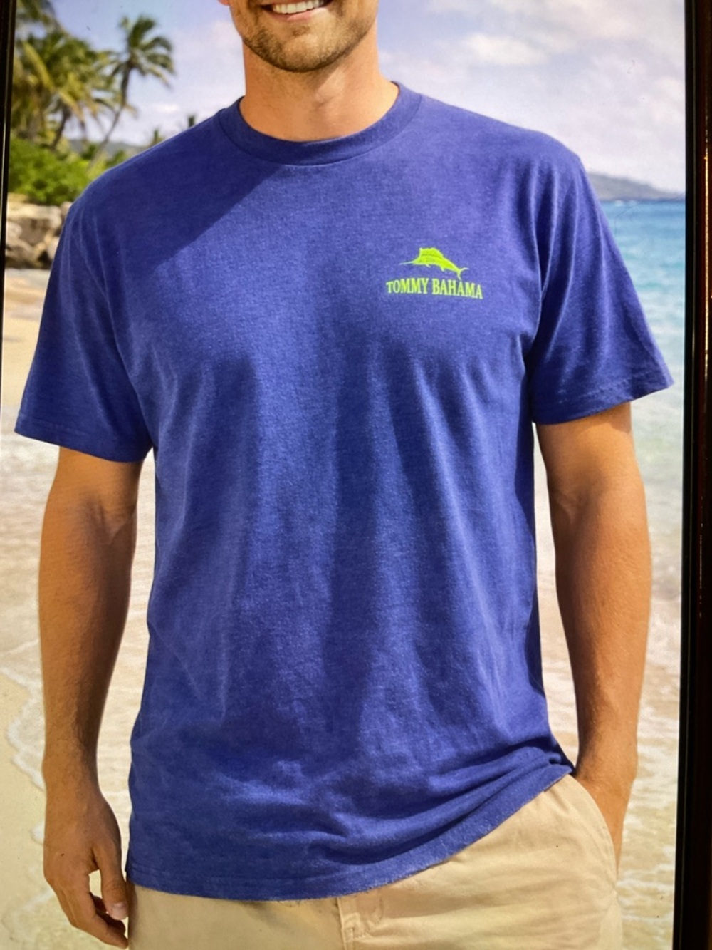 Tommy Bahama Blue Short-Sleeve Crewneck Tee with Green Logo